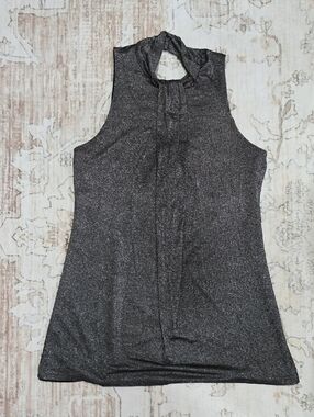 Arden B Metallic Sleeveless Tie-Neck Mini Dress - Charcoal